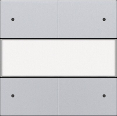 Afwerkingsset voor 4-voudige potentiaalvrije drukknop 24 V met led en tekstveld, sterling coated