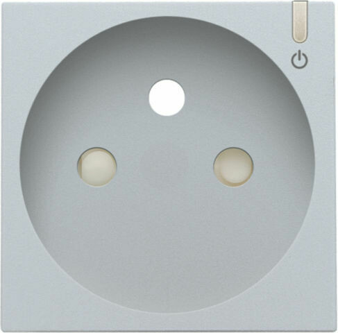 Afwerkingsset voor geconnecteerd schakelbaar stopcontact met penaarde en bedieningsknop, sterling coated