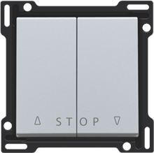 Afwerkingsset voor tweevoudige rolluikdrukknop voor elektronische sturingen, sterling coated