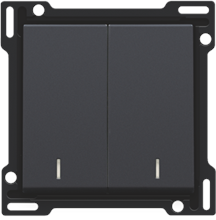 Afwerkingsset met dubbele lens voor serieschakelaar, wisselschakelaar + drukknop N.O., dubbele wisselschakelaar of dubbele drukknop N.O. of N.G., anthracite coated