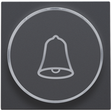 Afwerkingsset met doorschijnende ring met belsymbool voor drukknop 6 A met amberkleurige led met E10-lampvoet, anthracite coated