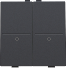 Tweevoudige toets met opdruk I en 0 voor draadloze schakelaar of drukknop met 4 bedieningsknoppen, anthracite coated