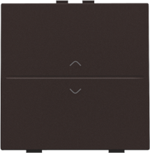Enkelvoudige toets met pijltjes 'op' en 'neer' voor draadloze schakelaar of drukknop met 2 bedieningsknoppen, dark brown coated