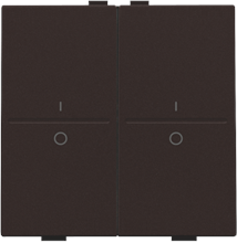 Tweevoudige toets met opdruk I en 0 voor draadloze schakelaar of drukknop met 4 bedieningsknoppen, dark brown coated
