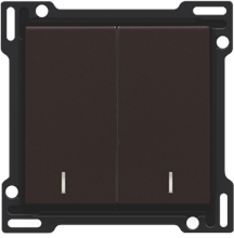 Afwerkingsset met dubbele lens voor serieschakelaar, wisselschakelaar + drukknop N.O., dubbele wisselschakelaar of dubbele drukknop N.O. of N.G., dark brown coated