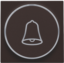 Afwerkingsset met doorschijnende ring met belsymbool voor drukknop 6 A met amberkleurige led met E10-lampvoet, dark brown coated