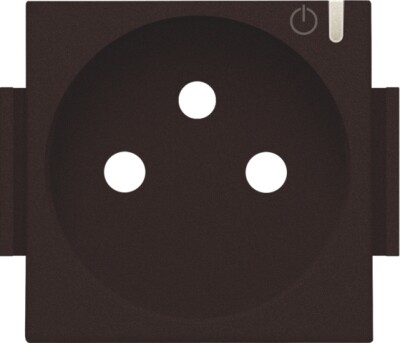 Afwerkingsset voor geconnecteerd schakelbaar stopcontact met penaarde en bedieningsknop, dark brown coated Afwerkingsset voor geconnecteerd schakelbaar stopcontact met penaarde en bedieningsknop, dark brown coated
