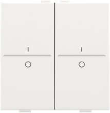 Tweevoudige toets met opdruk I en 0 voor draadloze schakelaar of drukknop met 4 bedieningsknoppen, white coated