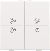 Tweevoudige toets met ventilatoropdruk 0 t.e.m. 3 voor draadloze schakelaar of drukknop met 4 bedieningsknoppen, white coated