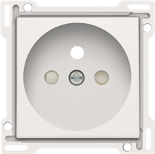 Afwerkingsset voor stopcontact met penaarde en kinderveiligheid, inbouwdiepte 28,5 mm, white coated