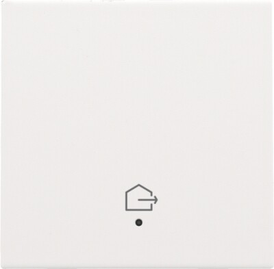 Afwerkingsset met lens voor geconnecteerde enkelvoudige schakelaar met symbool "woning verlaten", white coated