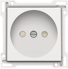 Afwerkingsset voor stopcontact zonder aarding met kinderveiligheid, inbouwdiepte 21 mm, white coated