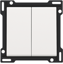 Afwerkingsset voor serieschakelaar, wisselschakelaar + drukknop N.O., dubbele wisselschakelaar of dubbele drukknop N.O. of N.G. , white coated