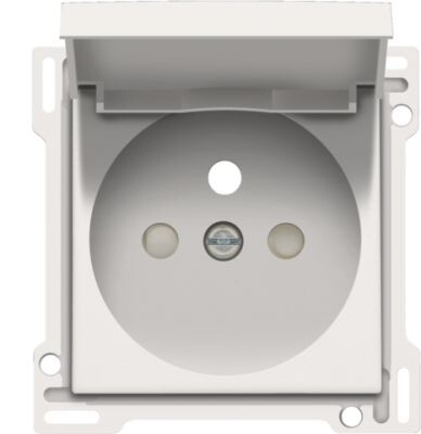 Afwerkingsset voor stopcontact met klapdeksel, penaarde en kinderveiligheid, inbouwdiepte 28,5 mm, white coated
