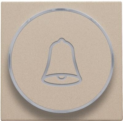 Afwerkingsset met doorschijnende ring met belsymbool voor drukknop 6 A met amberkleurige led met E10-lampvoet, champagne coated