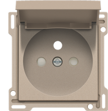 Afwerkingsset voor stopcontact met klapdeksel, penaarde en beschermingsafsluiters, inbouwdiepte 28,5 mm, champagne coated
