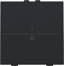 Enkelvoudige toets met opdruk 'I' en '0' voor draadloze schakelaar of drukknop met twee bedieningsknoppen, black coated