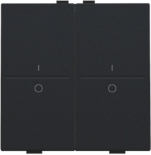 Tweevoudige toets met opdruk I en 0 voor draadloze schakelaar of drukknop met 4 bedieningsknoppen, black coated
