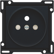 Afwerkingsset voor stopcontact met penaarde en beschermingsafsluiters, inbouwdiepte 21 mm, black coated