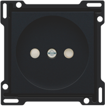 Afwerkingsset voor stopcontact zonder aarding met beschermingsafsluiters, inbouwdiepte 21 mm, black coated