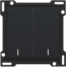 Afwerkingsset met dubbele lens voor serieschakelaar, wisselschakelaar + drukknop N.O., dubbele wisselschakelaar of dubbele drukknop N.O. of N.G., black coated