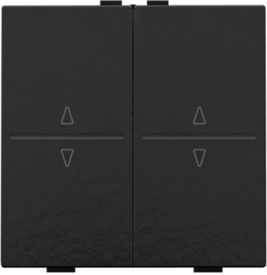 Tweevoudige toets met pijltjes 'op' en 'neer' voor draadloze schakelaar of drukknop met 4 bedieningsknoppen, piano black coated