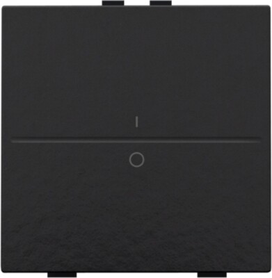 Enkelvoudige toets met opdruk 'I' en '0' voor draadloze schakelaar of drukknop met 2 bedieningsknoppen, Bakelite® piano black coated