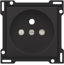 Afwerkingsset voor stopcontact met penaarde en beschermingsafsluiters, inbouwdiepte 28,5 mm, piano black coated