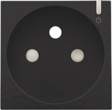 Afwerkingsset voor geconnecteerd schakelbaar stopcontact met penaarde en bedieningsknop, piano black coated