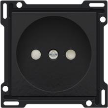 Afwerkingsset voor stopcontact zonder aarding met beschermingsafsluiters, inbouwdiepte 21 mm, piano black coated