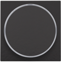 Afwerkingsset met doorschijnende ring zonder symbool voor drukknop 6 A met amberkleurige led met E10-lampvoet, piano black coated