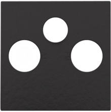 Afwerkingsset voor 2 enkelvoudige coaxaansluitingen voor tv en FM en een satellietaansluiting, piano black coated