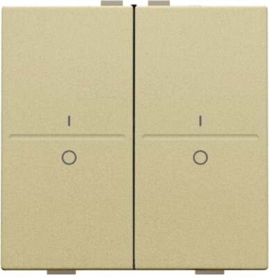 Tweevoudige toets met opdruk I en 0 voor draadloze schakelaar of drukknop met 4 bedieningsknoppen, gold coated
