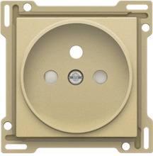 Afwerkingsset voor stopcontact met penaarde en beschermingsafsluiters, inbouwdiepte 21 mm, gold coated