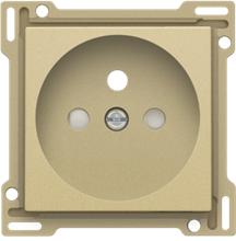 Afwerkingsset voor stopcontact met penaarde en beschermingsafsluiters, inbouwdiepte 28,5 mm, gold coated