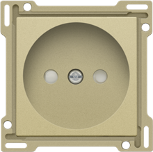 Afwerkingsset voor stopcontact zonder aarding met beschermingsafsluiters, inbouwdiepte 21 mm, gold coated