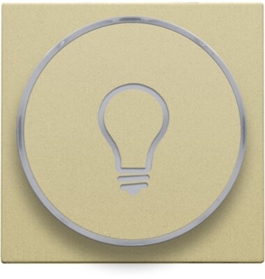 Afwerkingsset met doorschijnende ring met lampsymbool voor drukknop 6A met amberkleurige led met E10-lampvoet, gold coated