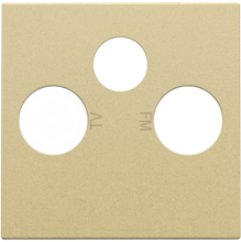 Afwerkingsset voor 2 enkelvoudige coaxaansluitingen voor tv en FM en een satellietaansluiting, gold coated