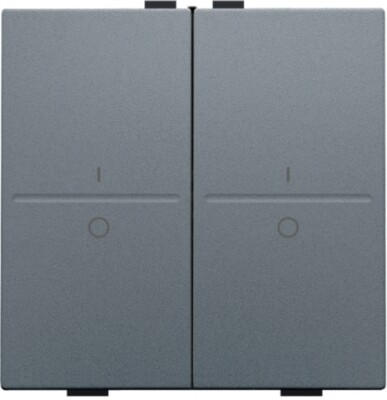 Tweevoudige toets met opdruk I en 0 voor draadloze schakelaar of drukknop met 4 bedieningsknoppen, blue grey coated