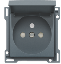 Afwerkingsset voor stopcontact met klapdeksel, penaarde en beschermingsafsluiters, inbouwdiepte 28,5 mm, blue grey coated