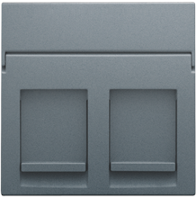 Centraalplaat data 2x RJ, blue grey coated