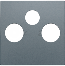 Afwerkingsset voor 2 enkelvoudige coaxaansluitingen voor tv en FM en een satellietaansluiting, blue grey coated