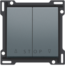 Afwerkingsset voor tweevoudige rolluikdrukknop voor elektronische sturingen, blue grey coated