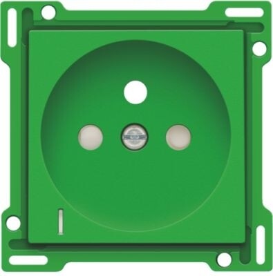 Afwerkingsset met doorschijnende lens voor stopcontact met spanningsaanduiding, penaarde en kinderveiligheid, inbouwdiepte 28,5 mm, green Afwerkingsset met doorschijnende lens voor stopcontact met spanningsaanduiding, penaarde en kinderveiligheid, inbouwdiepte 28,5 mm, green