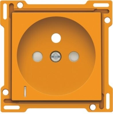 Afwerkingsset met doorschijnende lens voor stopcontact met spanningsaanduiding, penaarde en kinderveiligheid, inbouwdiepte 28,5 mm, orange Afwerkingsset met doorschijnende lens voor stopcontact met spanningsaanduiding, penaarde en kinderveiligheid, inbouwdiepte 28,5 mm, orange
