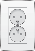 Niko, Dubbel stopcontact verticaal met penaarde en kinderveiligheid, inbouwdiepte 31,5 mm, volledig apparaat incl. afdekplaat, Original white