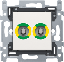 Stopcontact met dubbel potentiaalvereffeningscontact, sokkel en afwerkingsset white