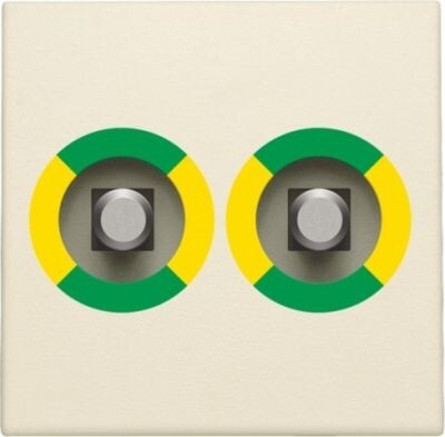 Afwerkingsset voor stopcontact met dubbel potentiaalvereffeningscontact, cream