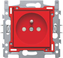 Stopcontact met penaarde en kinderveiligheid, inbouwdiepte 28,5 mm, sokkel en afwerkingsset, schroefklemmen, red
