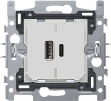Niko, Dubbele smart USB-A en USB-C lader, sokkel 60x71, klauwbevestiging